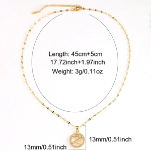 Gold Sagittarius constellation necklace with zircon pendant and adjustable cable chain