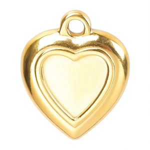 Polished 18k gold plated stainless steel double heart pendant for DIY necklaces