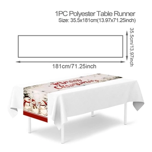 Detailed size chart for 13.97x71.25 inch polyester Christmas snowman table runner