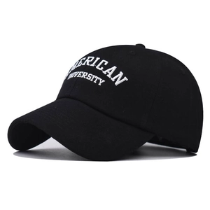 American University Letter Embroidery Baseball Cap Cotton Adjustable Dad Hat Curved Brim Unisex Retro Collegiate Style