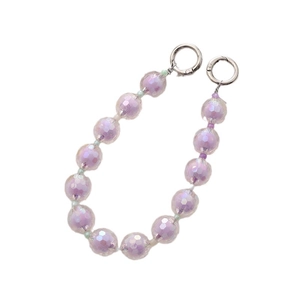 Light purple faceted acrylic bead chain with silver spring rings for phone cases and bags