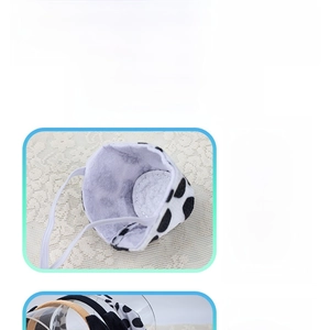 Detail showing the plush Dalmatian spotted dog mask with comfortable hollow-out nose design