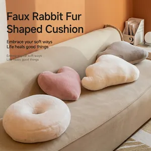 Faux Rabbit Fur Plush Throw Pillow Soft Heart Cloud Donut Shaped Decorative Cushion For Sofa Bed Home Decor