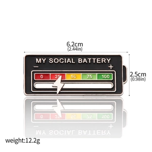 Enamel slider pin dimensions showing 6.2cm width and 12.2g weight measurement details
