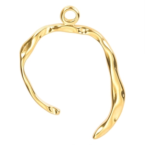 Irregular organic shaped gold pendant with polished finish and attachment ring