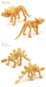 Detail der Fossiltextur von Triceratops und Stegosaurus Skelettmodellen aus PVC