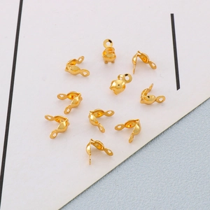 Gold-plated stainless steel fold-over cord ends for DIY jewelry making accessories