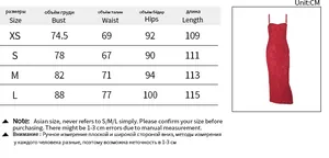 Size guide with measurements for red backless ruched bodycon dress in CM