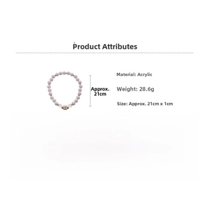 Detailed specs of acrylic floral beaded bracelet set, weighing 28.6g and measuring 21cm