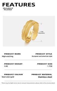 Makro-Detail des 18K vergoldeten Federrings mit Textur und verstellbarer Größentabelle