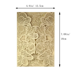 Detailed view of laser-cut floral invitation with dimensions 12.5cm by 18cm