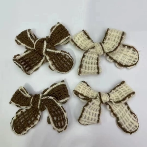 Knitted Bow Tie Embellishments Yarn Crochet Ribbon Handmade Vintage Apparel Accessories For DIY Crafts Toys Gift Decor