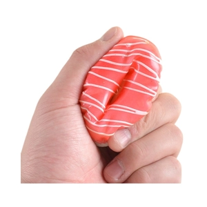 Pink slow rebound donut squeeze toy showing soft texture and cream frosting design