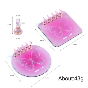 Set per nail art con base a farfalla sfumata rosa e supporti in cristallo rimovibili