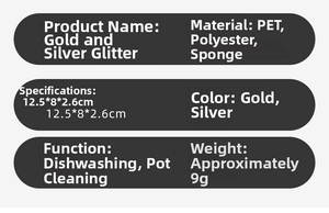 Detaillierte Spezifikationen der PET-Reinigungsschwämme für die Küche im Gold-Silber-Design