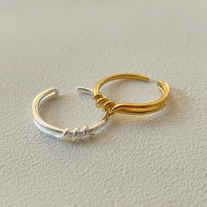 Minimalist S925 sterling silver open knot rings in gold and silver finishes