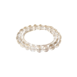 Elegant minimalist white crystal beaded bracelet with transparent round gemstones