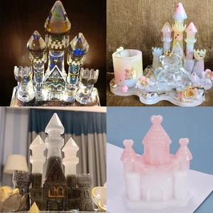 Castle silicone mold for scented candles and resin crafts with various finish effects