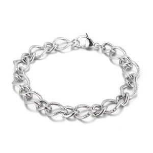 Minimalist 10mm twisted chain link stainless steel bracelet with a secure lobster clasp
