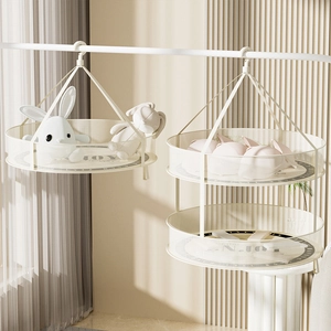 Hanging foldable mesh drying basket for sweaters and delicate clothes in white finish