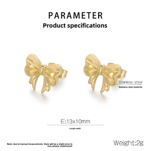 Détails de boucles d'oreilles nœud doré en acier inoxydable avec dimensions 13x10mm