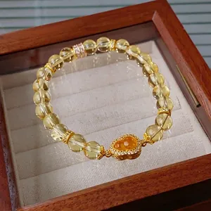 Citrin Perlenarmband Mit Kupfer Hulu Anhänger Zirkon Inlay Gelber Kristall Neuer Chinesischer Stil Damen Schmuck