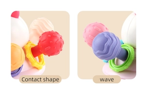 Detailed macro view of multi-textured silicone tactile balls for baby sensory development