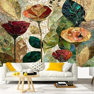 Detailed view of birch forest landscape tapestry in a modern minimalist living room setting