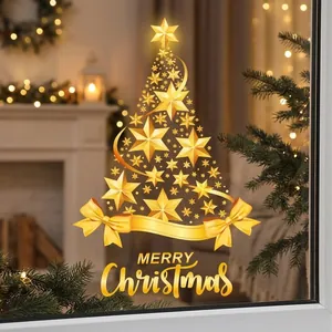 Size chart for static Christmas tree window stickers ranging from 30cm to 150cm