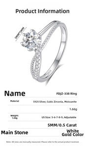 Macro view of S925 silver ring with 0.5ct moissanite and micro-paved zircon stones
