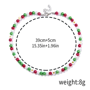 Detailed view of Christmas beaded necklace with lobster clasp and 39cm+5cm size info