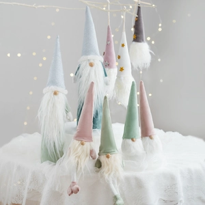 Christmas Gnome Ornaments Nordic Santa Tomte Plush Long Beard Star Pointed Hat Holiday Home Window Decor Hanging Decoration