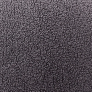 Macro view of dark grey curly lamb wool texture for a thick winter knitted beanie hat