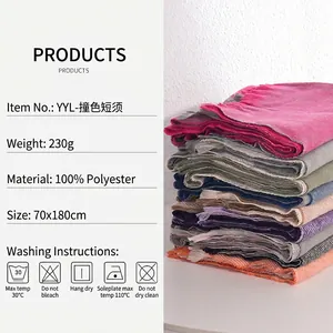 Two-tone color block faux cashmere scarf with fringes for women in soft winter fabrics