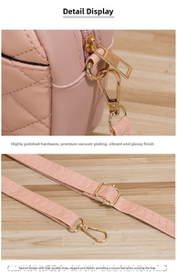 Detailansicht der rosa gesteppten Handtasche mit goldfarbenen Metallteilen und Gurt