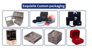 Exquisite custom jewelry packaging set with velvet boxes and rose gift bags