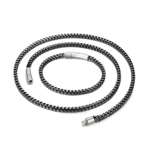 Men's titanium steel dragon bone chain set with woven texture and magnetic clasp