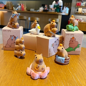 Cute resin capybara figurines blind box collection for desk and car decoration