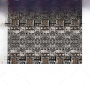 Castle stone wall backdrop for knight party measuring 51.1x86.6 inches with wooden door