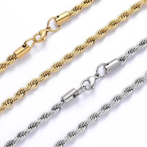 Rope Chain Necklace Stainless Steel Titanium Twist Design Hip Hop Fashion Jewelry For Men Women