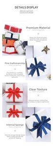 Detailed macro view of jewelry gift box with satin ribbon bow and foam insert interior
