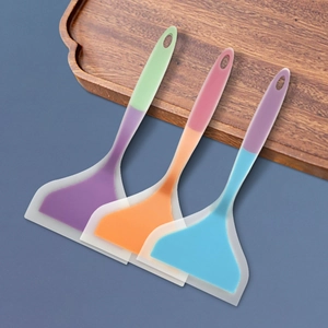Silicone Spatula Wide Mouth Turner Heat Resistant Omelet Pancake Turner Plastic Handle Non-stick Kitchen Tool