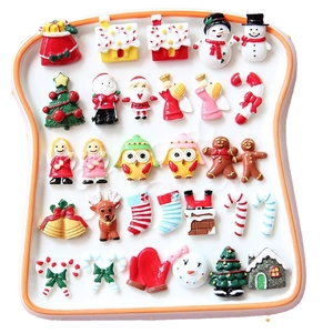 Set of 28 Christmas resin charms including Santa, Snowman and Reindeer for DIY crafts