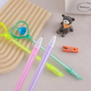 Creative heart pendant gel pens in pastel macaron colors with blue gem accents