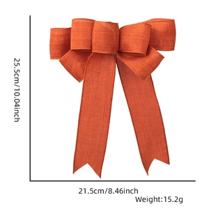 Detailed size specifications for the orange burlap Christmas bow ornament decoration