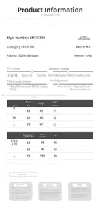 Size chart detail for knit halter top and long skirt set with fabric and measurement guide