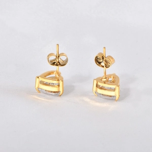 Elegant 18k gold plated heart studs earrings with sparkling white cubic zirconia stones