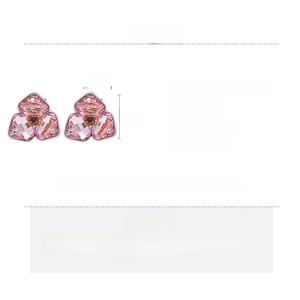 Detailed size and material specifications for pink crystal flower petal earrings