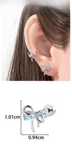 Detailed view of sweet ribbon bow piercing stud with delicate minimalist design