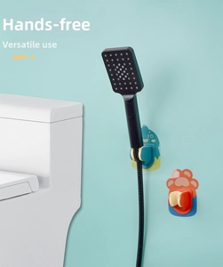 Adjustable bird and cat paw shower head holder with punch-free wall mount attachment